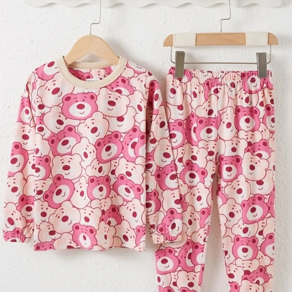 NEW Cotton Girls Pajamas Set Teddy Bears Size 5/6 - Picture 1 of 4